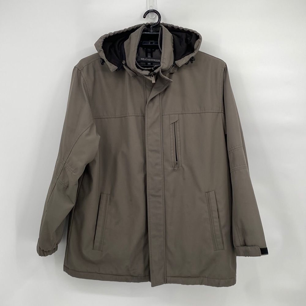 Weatherproof Men's Hooded Long Sleeve Full Zip Pockets Outdoor Jacket Brown XL